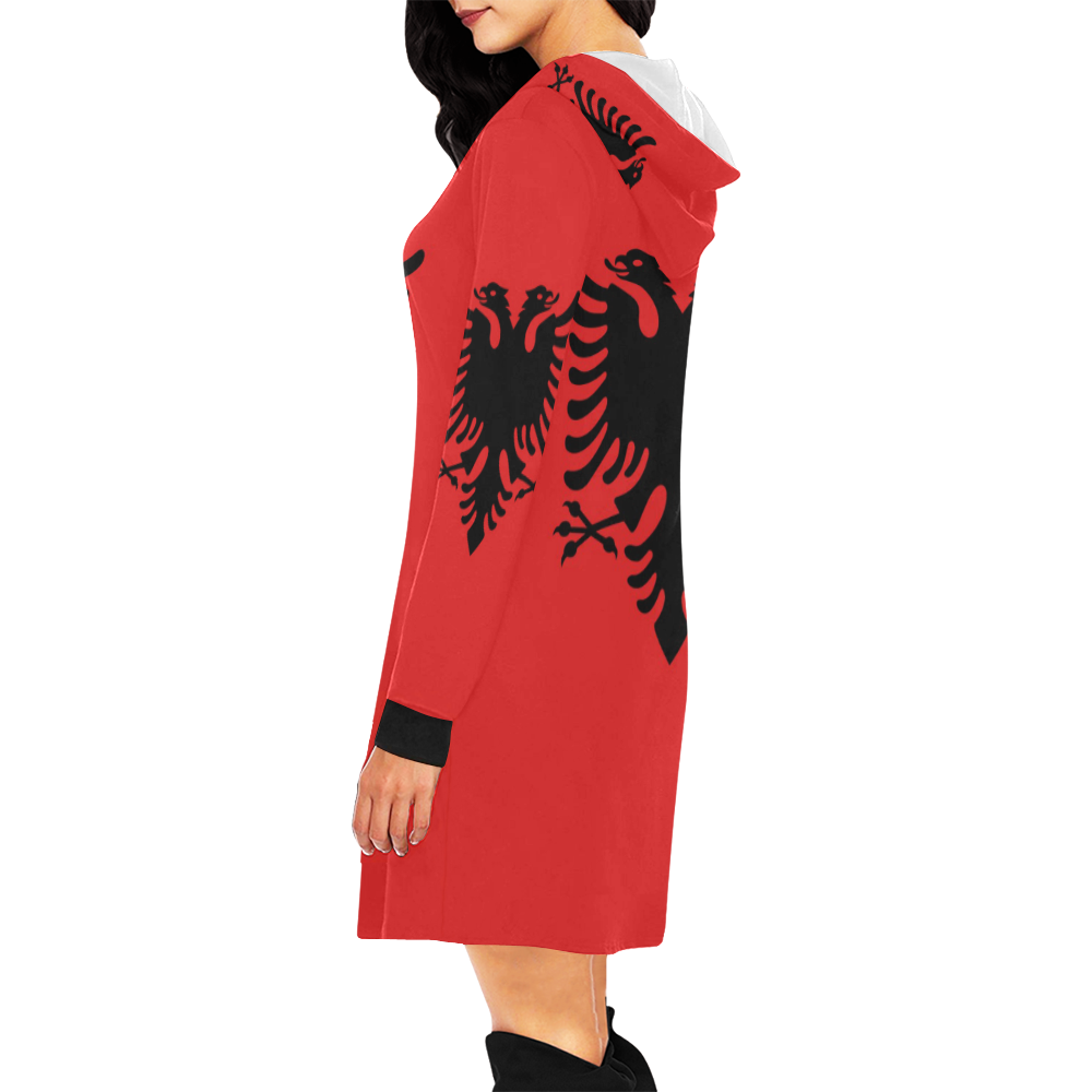 ALBANIA LARGE All Over Print Hoodie Mini Dress (Model H27)