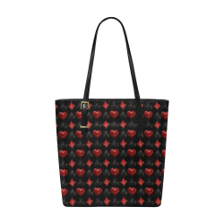 Black and Red Casino Poker Card Shapes Euramerican Tote Bag/Small (Model 1655)