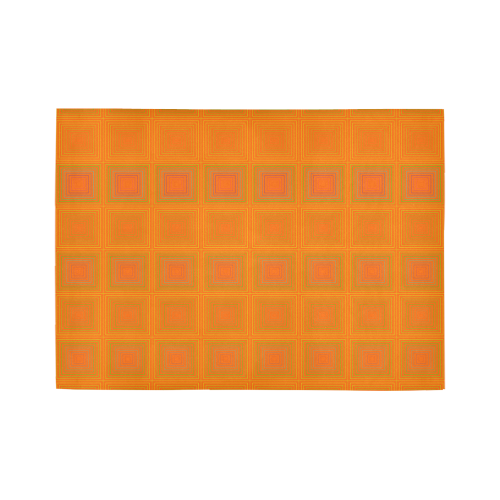 Orange reddish multicolored multiple squares Area Rug7'x5'