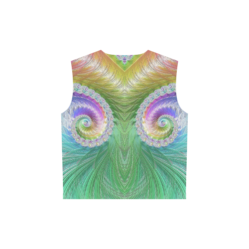 Frax Fractal Rainbow All Over Print Sleeveless Hoodie for Women (Model H15)