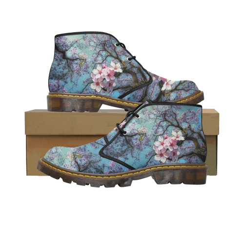 Cherry blossomL Women's Canvas Chukka Boots (Model 2402-1)