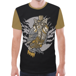 Retro Futurism Steampunk Electic World Owl 2 New All Over Print T-shirt for Men/Large Size (Model T45)