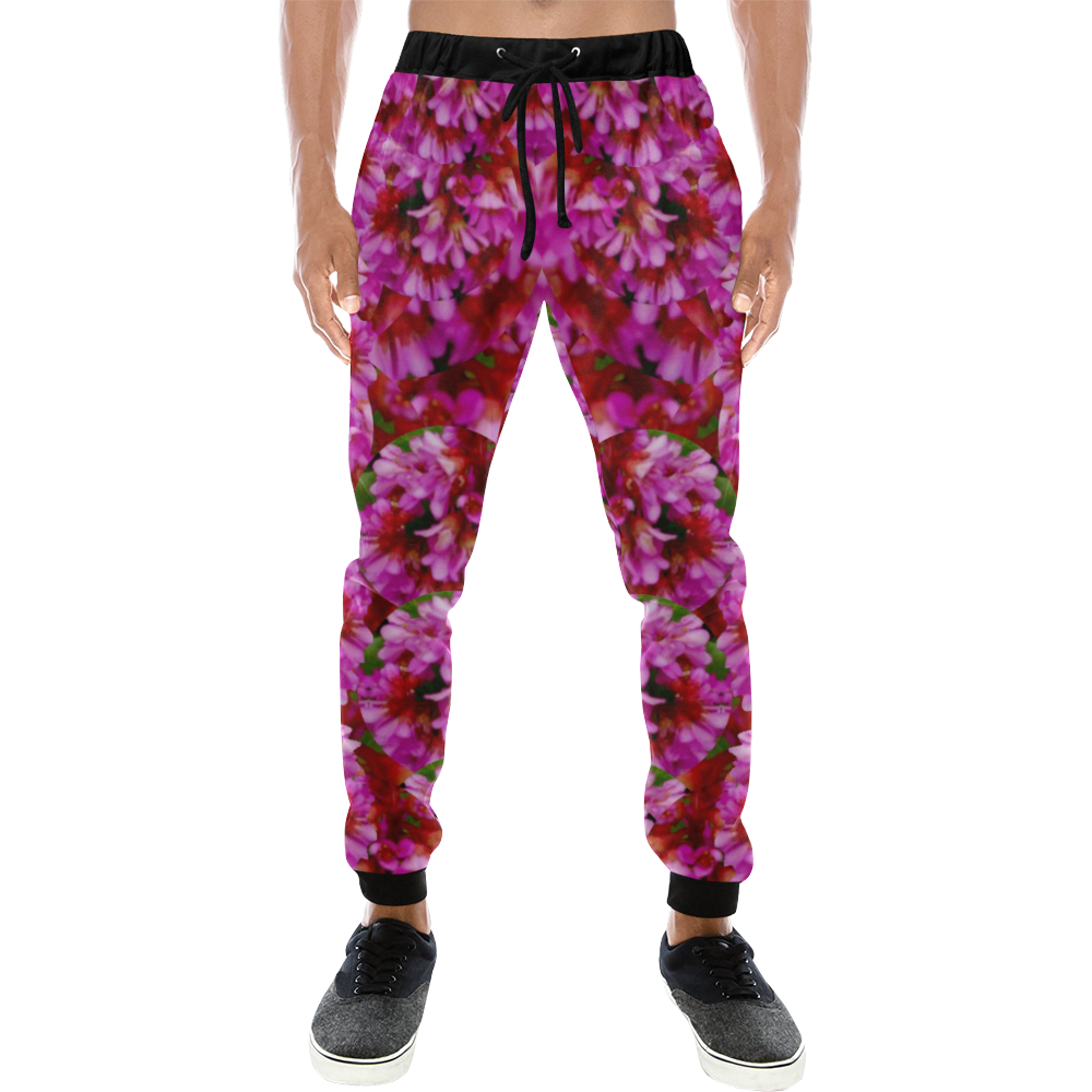 Happy florals  giving  peace Men's All Over Print Sweatpants/Large Size (Model L11)