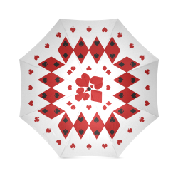 Black and Red Playing Card Shapes Round Foldable Umbrella (Model U01)