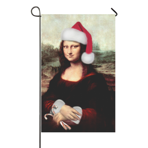 Christmas Mona Lisa with Santa Hat Garden Flag 36''x60'' (Without Flagpole)