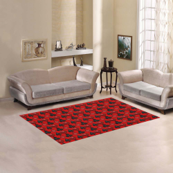 Las Vegas Black and Red Casino Poker Card Shapes on Red Area Rug 5'x3'3''