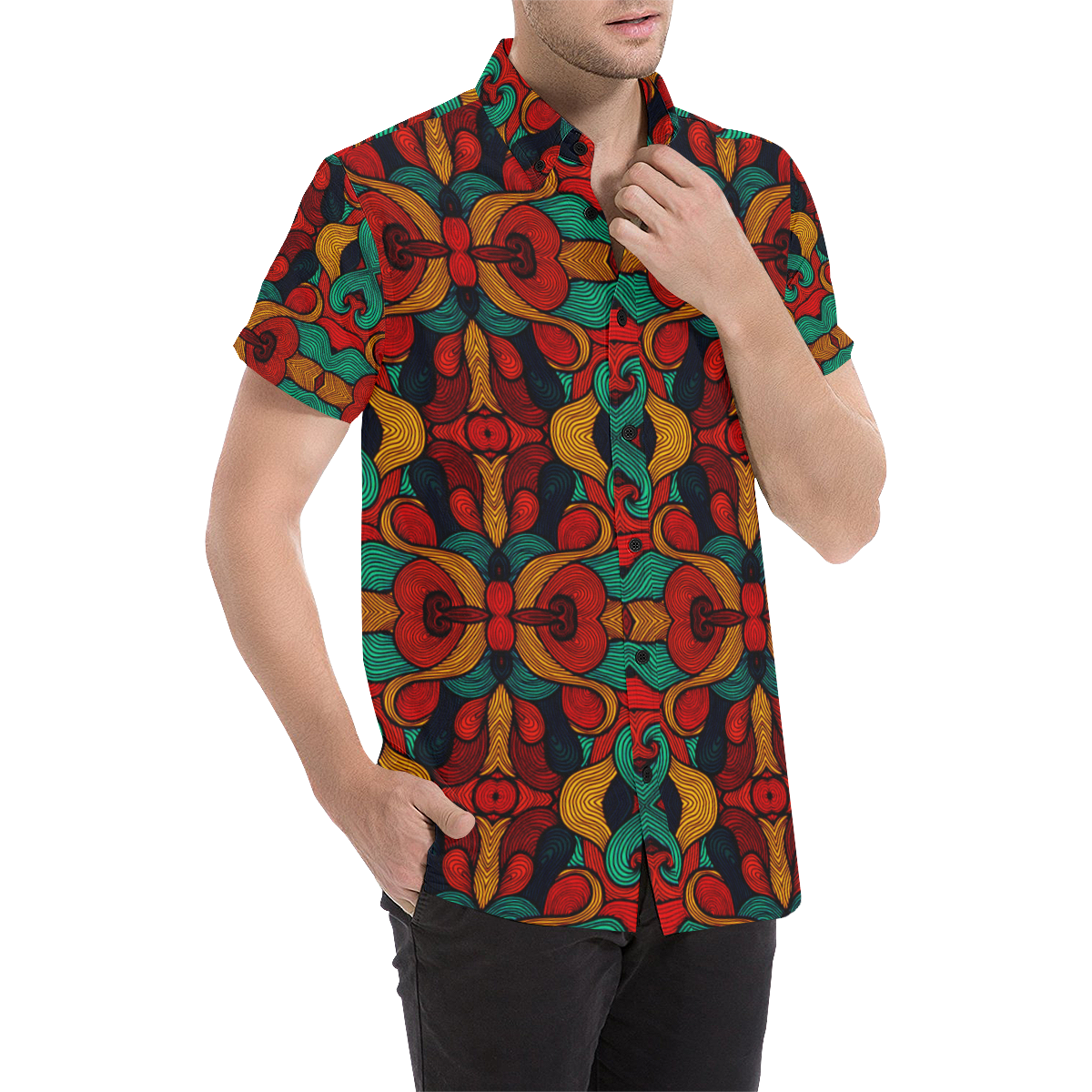 psychedelic art Men's All Over Print Short Sleeve Shirt/Large Size (Model T53)