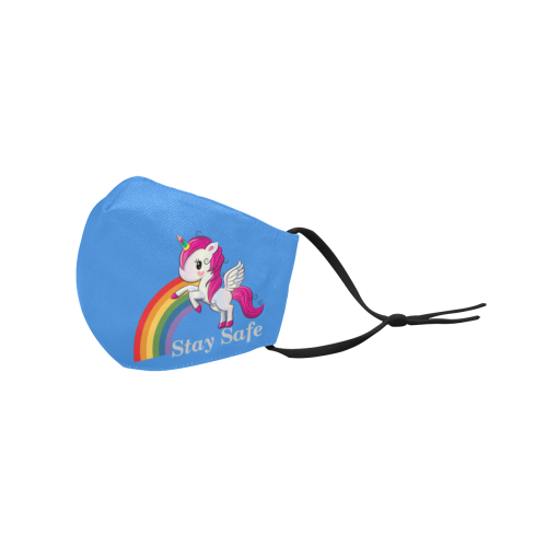 unicorn mask_blue 3D Mouth Mask with Drawstring (Pack of 3) (Model M04)