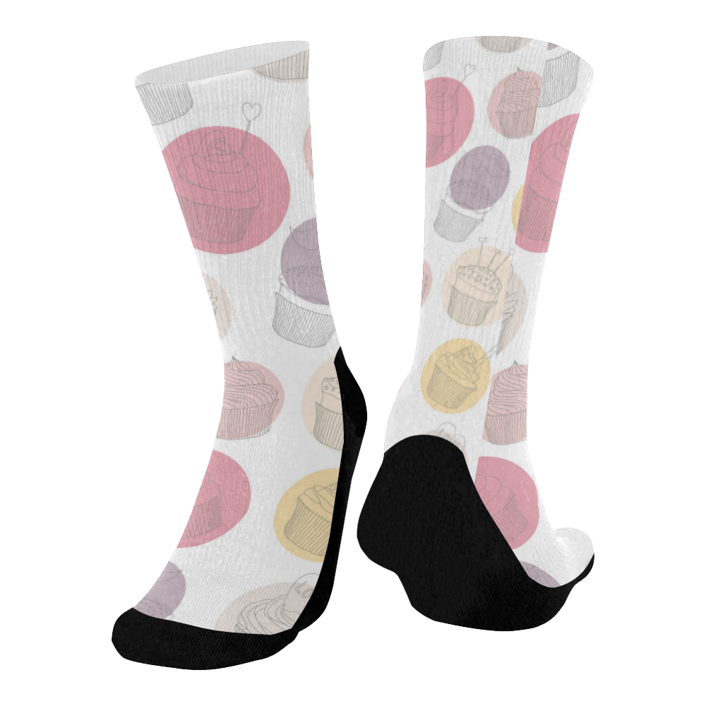 Colorful Cupcakes Mid-Calf Socks (Black Sole)