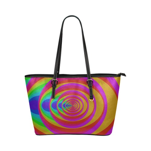 Oval rainbow Leather Tote Bag/Small (Model 1651)