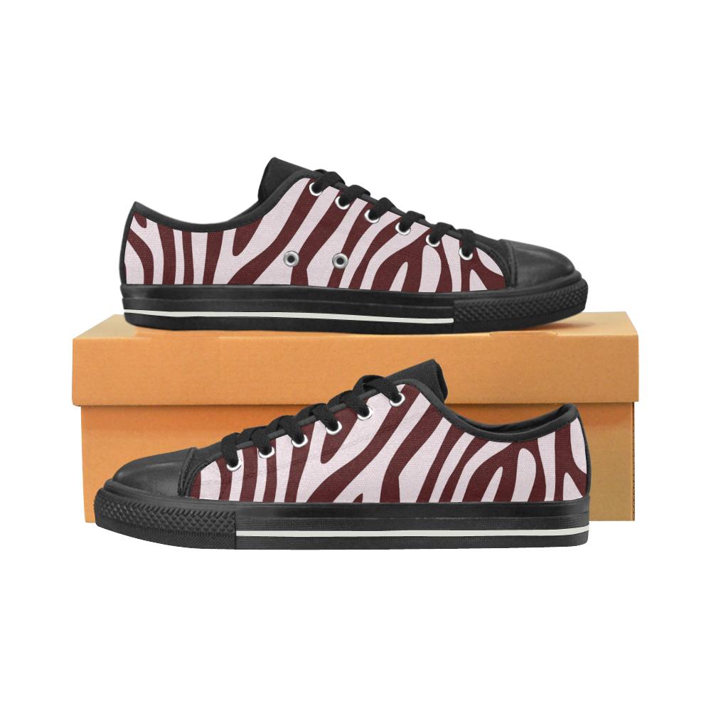 Zebra Print Low Top Canvas Shoes for Kid (Model 018)