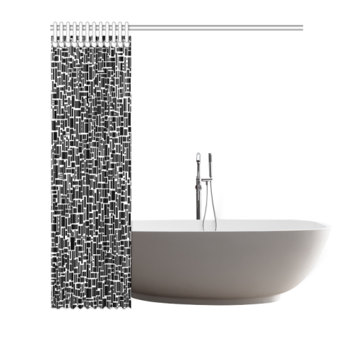 BLACK AND WHITE BOX PATTERN Shower Curtain 66"x72"