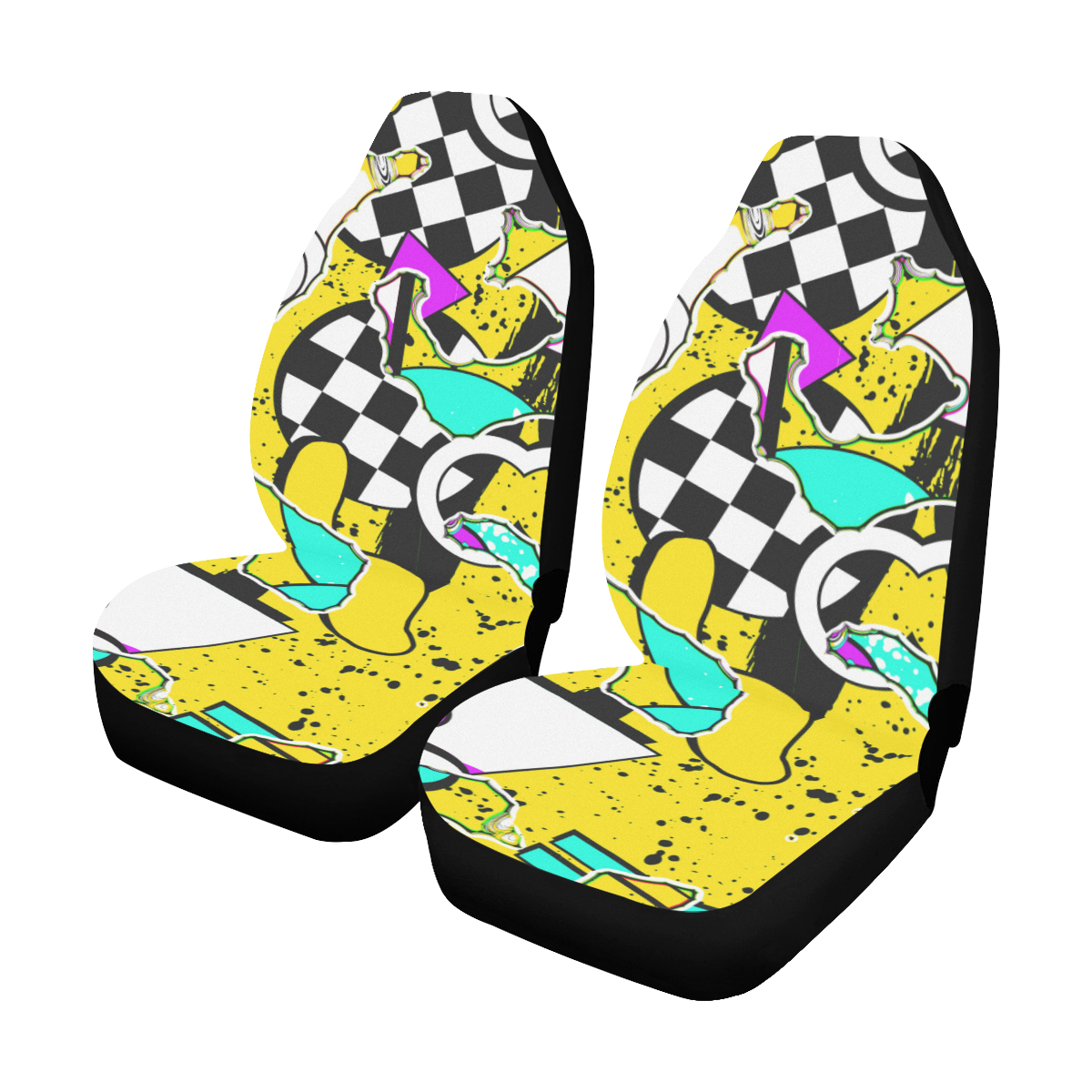 Shapes on a yellow background Car Seat Covers (Set of 2)