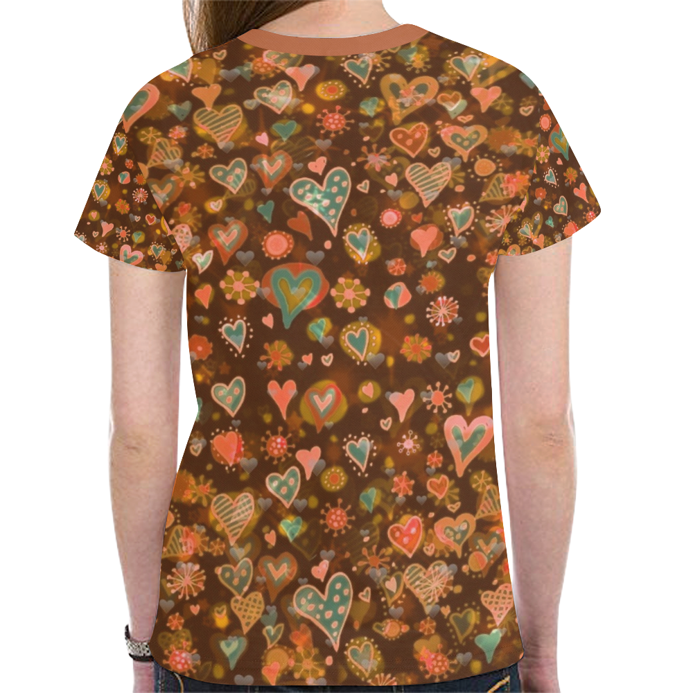 Great Love Pattern by K.Merske New All Over Print T-shirt for Women (Model T45)