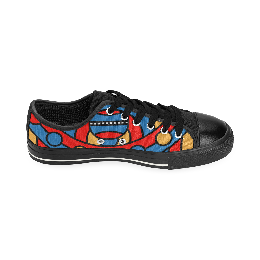 Aztec Maasai Lion Tribal Low Top Canvas Shoes for Kid (Model 018)