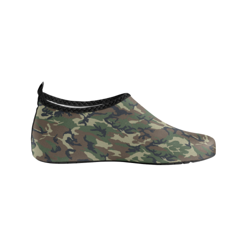 Woodland Forest Green Camouflage Women's Slip-On Water Shoes (Model 056)