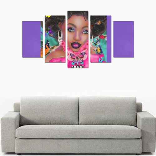 FLYYAYY 5PC CAN PURPLE Canvas Print Sets A (No Frame)