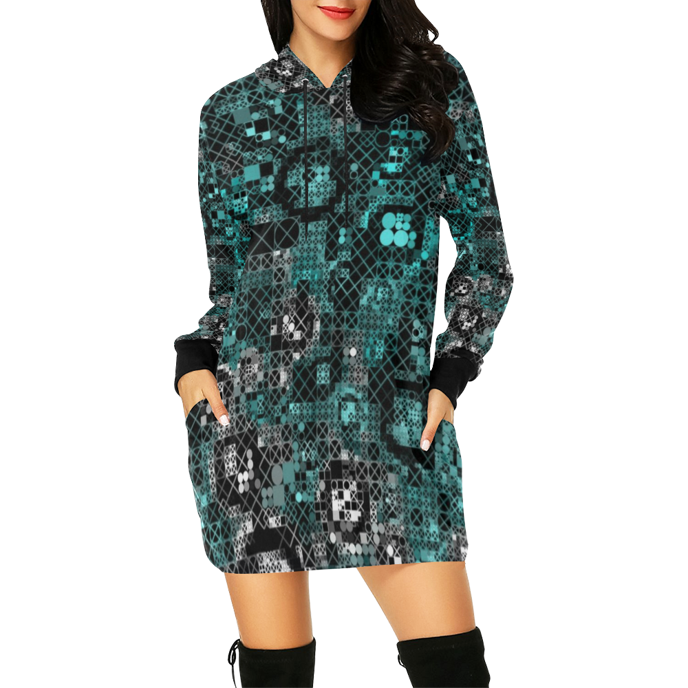 funny mix of shapes  by JamColors All Over Print Hoodie Mini Dress (Model H27)