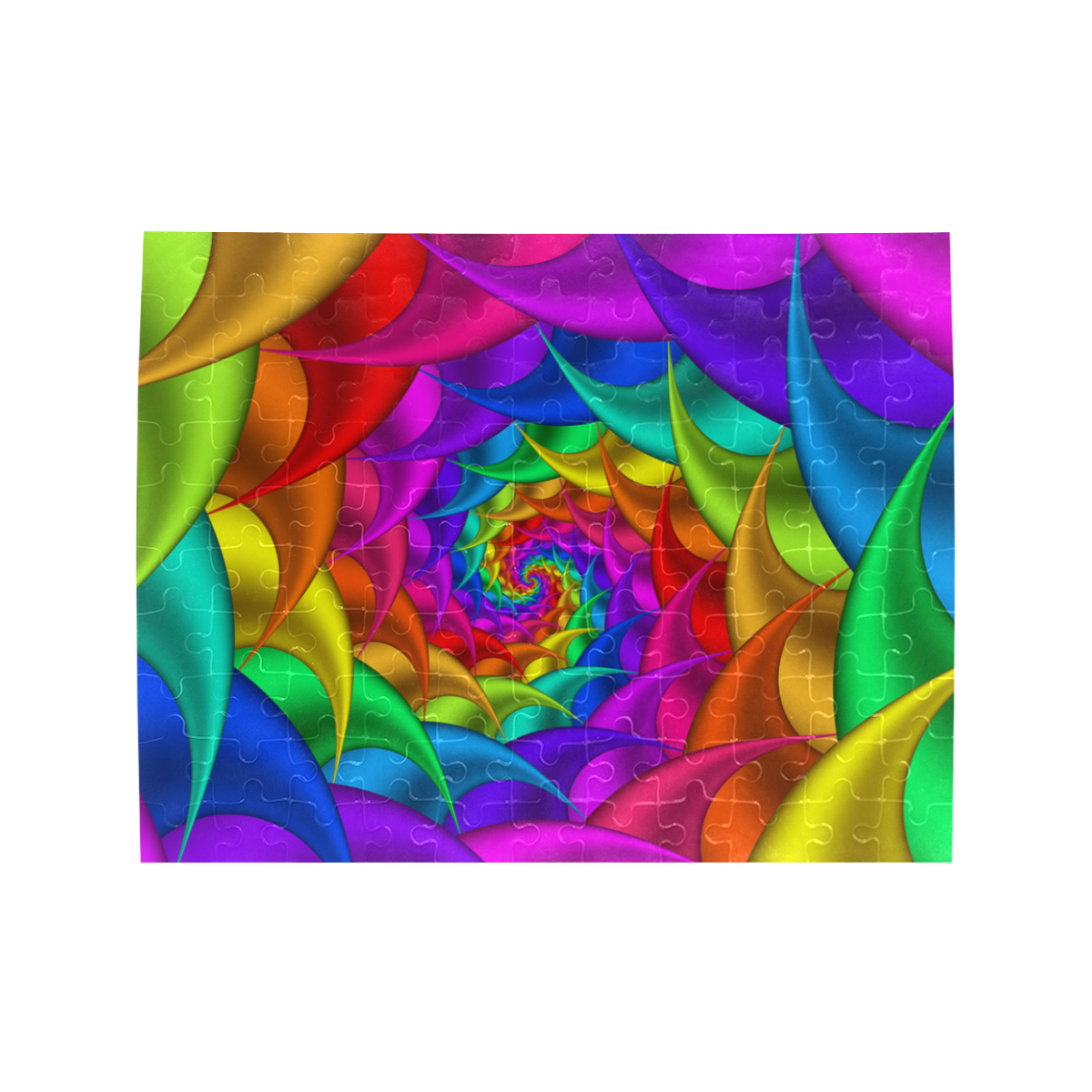 Psychedelic Rainbow Spiral Puzzle Rectangle Jigsaw Puzzle (Set of 110 Pieces)