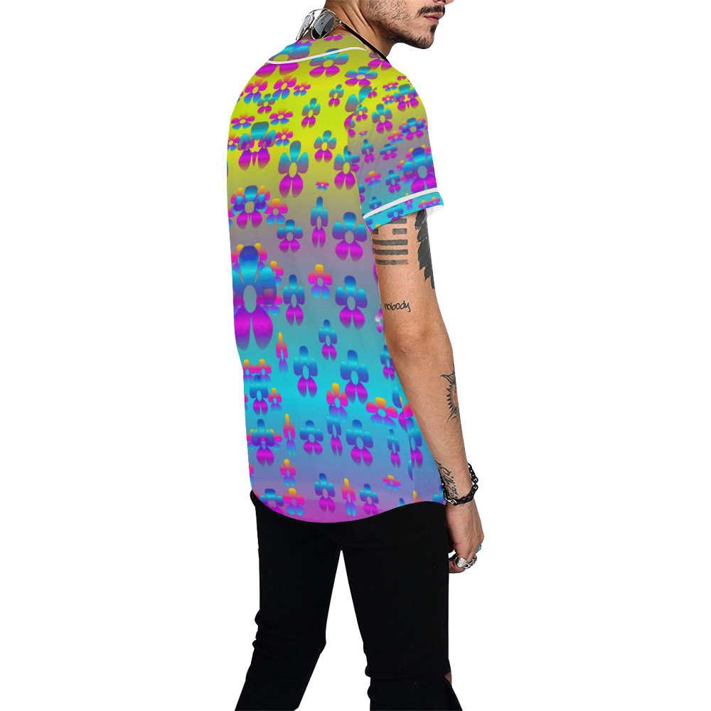 flowers in the most beautiful sunshine All Over Print Baseball Jersey for Men (Model T50)