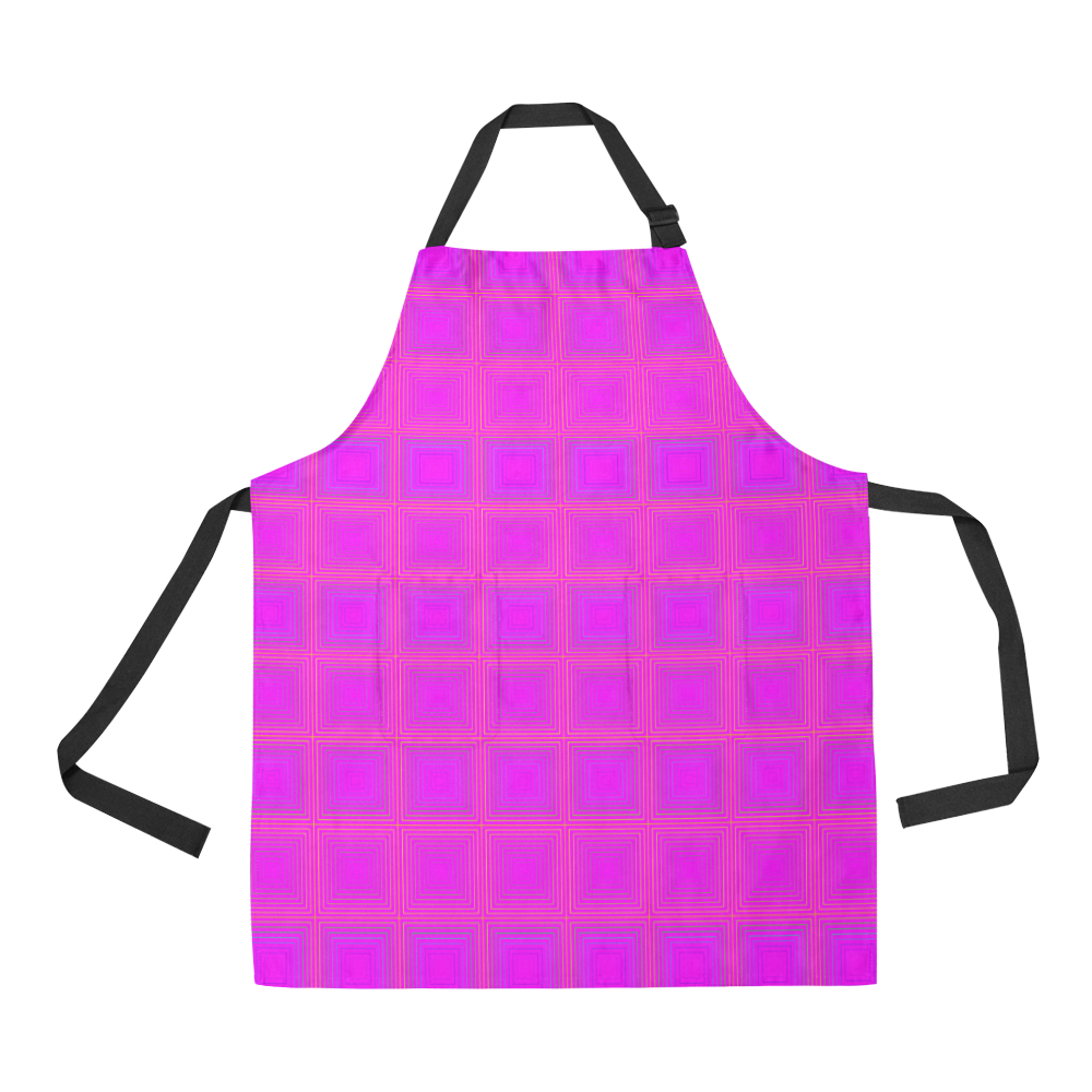 Pink golden multicolored multiple squares All Over Print Apron