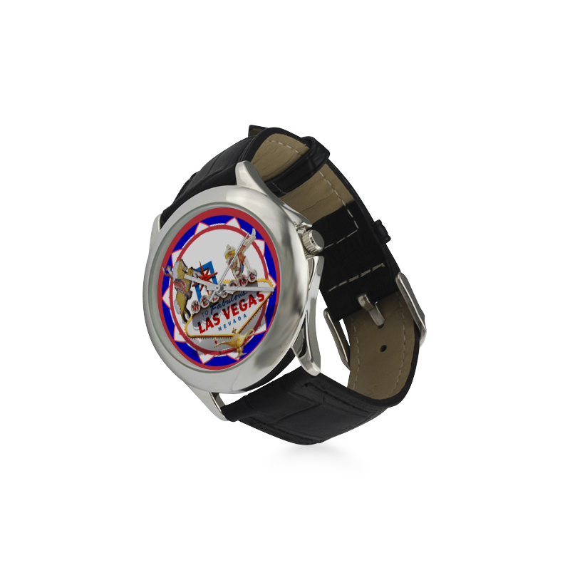 LasVegasIcons Poker Chip - Vegas Sign Women's Classic Leather Strap Watch(Model 203)