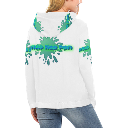 Grime Rap Design Fan Art Blue Green and Aqua All Over Print Hoodie for Women (USA Size) (Model H13)