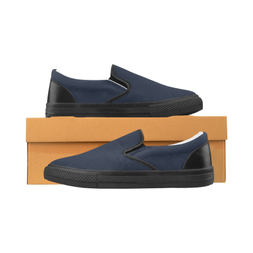 Midnight Blue Men's Slip-on Canvas Shoes (Model 019)