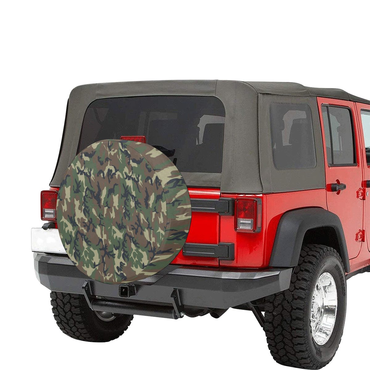 Woodland Forest Green Camouflage 32 Inch Spare Tire Cover