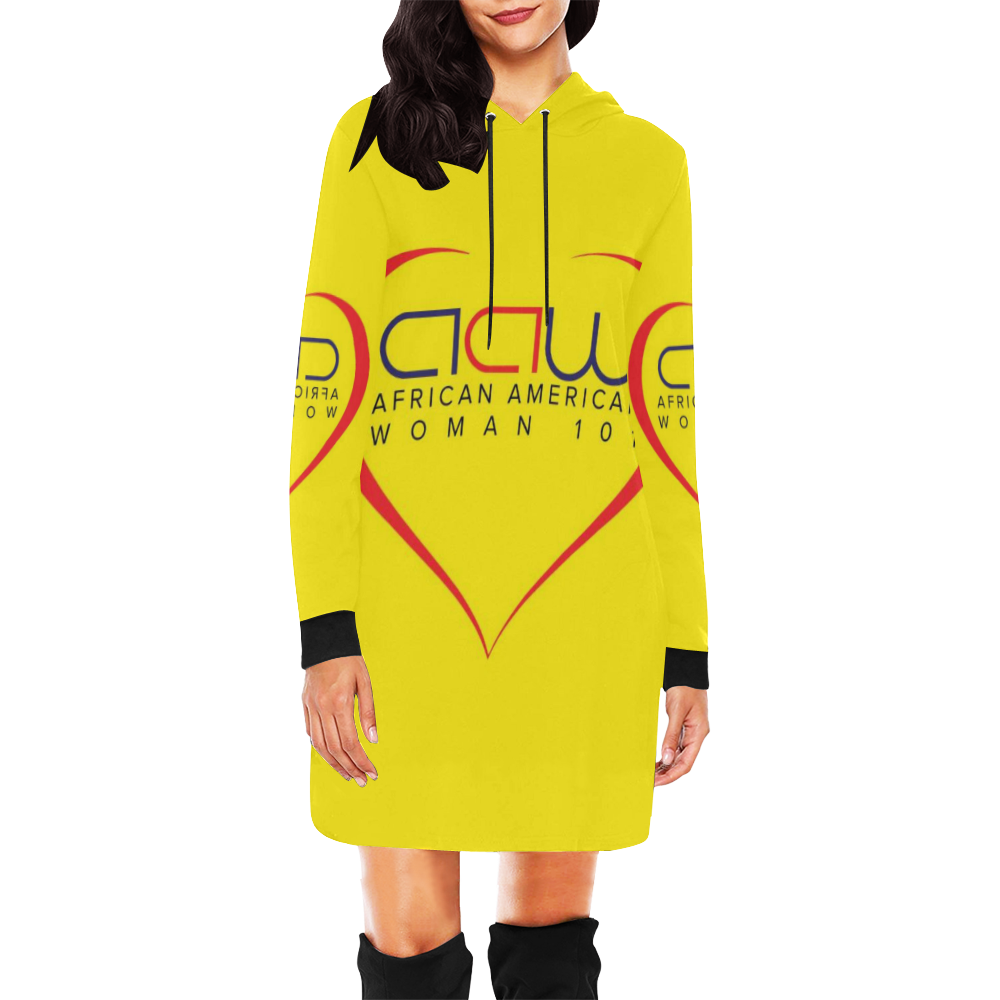 AAW101 Yellow Sweater Dress All Over Print Hoodie Mini Dress (Model H27)