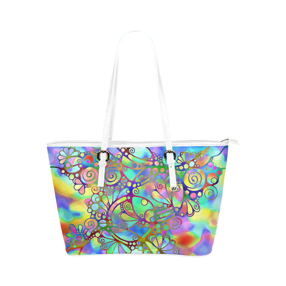 Sketching Art - Power Ornaments 2 Leather Tote Bag/Small (Model 1651)