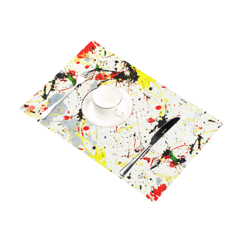 Yellow & Black Paint Splatter Placemat 12’’ x 18’’ (Four Pieces)
