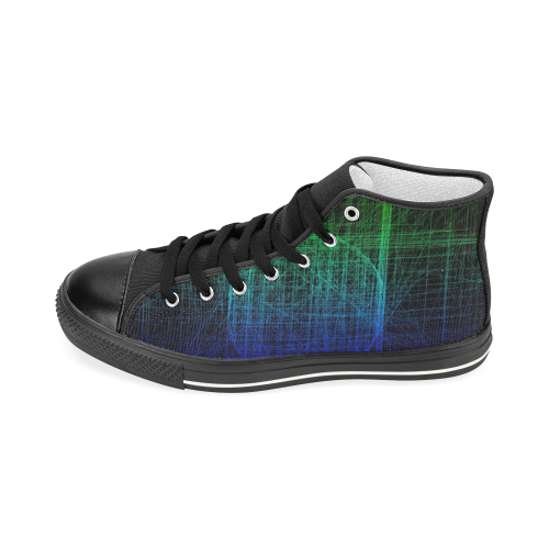 Blue and Green Retro Glitch Women's Classic High Top Canvas Shoes (Model 017)