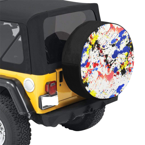 Blue and Red Paint Splatter 34 Inch Spare Tire Cover