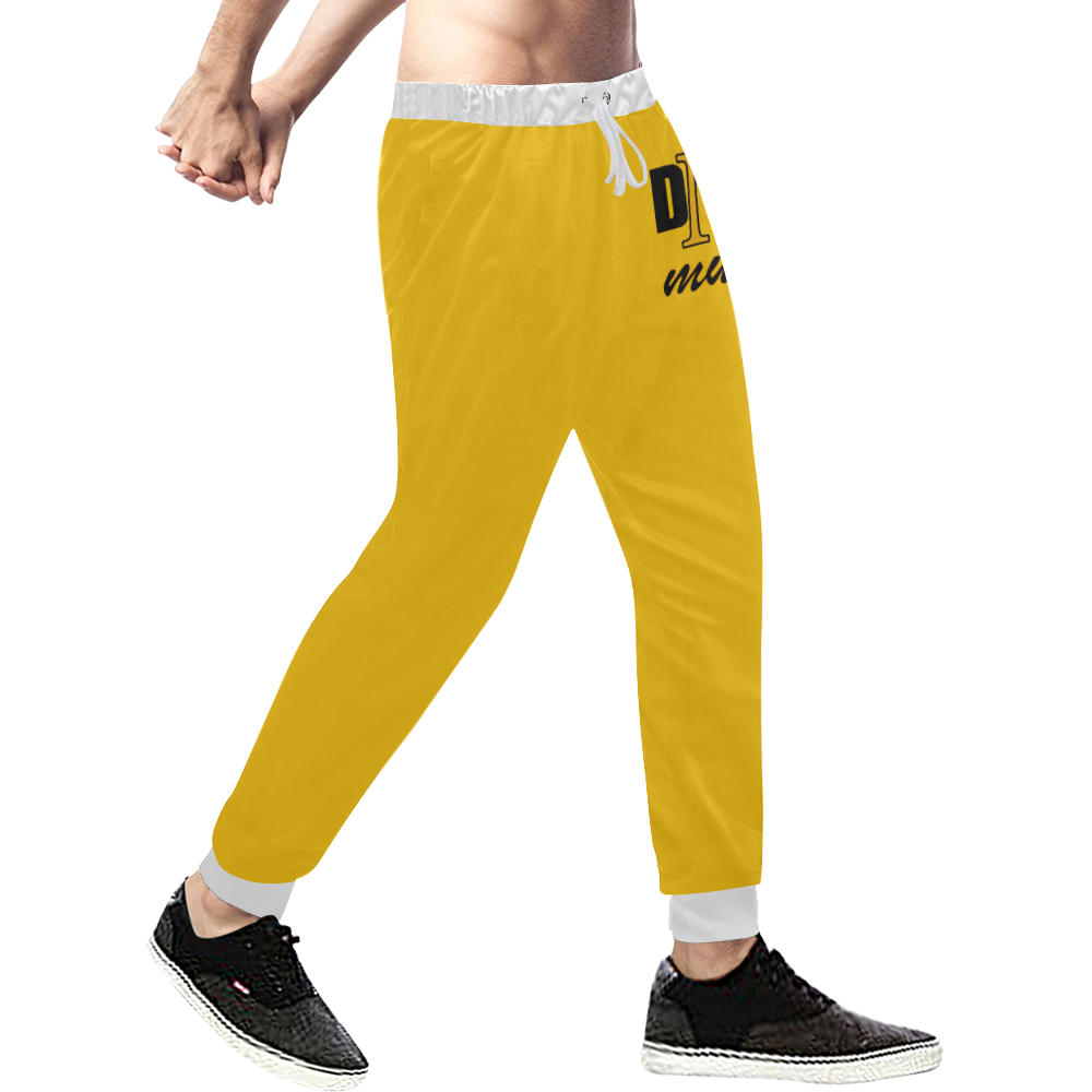DMP Music Joggers White/Yellow Men's All Over Print Sweatpants (Model L11)
