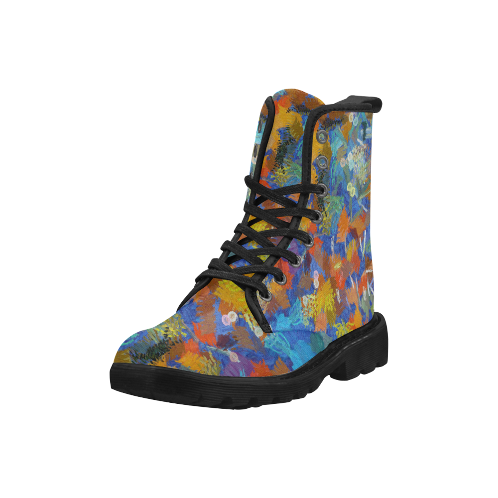 Colorful paint strokes Martin Boots for Women (Black) (Model 1203H)