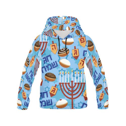 Hanukkahs, Menorahs, and Candles All Over Print Hoodie for Men (USA Size) (Model H13)