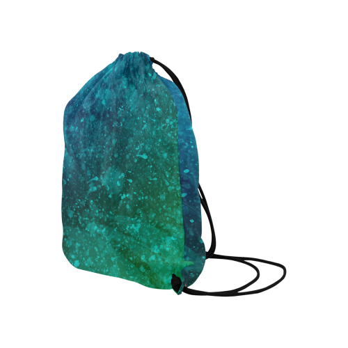 Blue and Green Abstract Large Drawstring Bag Model 1604 (Twin Sides)  16.5"(W) * 19.3"(H)