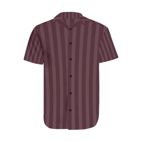 Maroon Stripes Men's Short Sleeve Shirt with Lapel Collar (Model T54)
