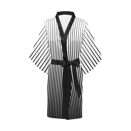 Tapered Black Stripes Kimono Robe