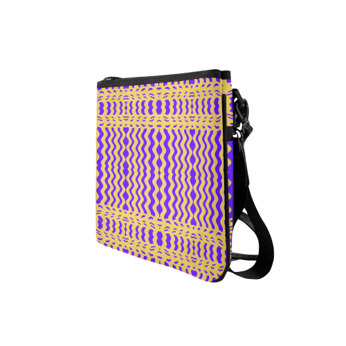 Purple Yellow Modern  Waves Lines Slim Clutch Bag (Model 1668)