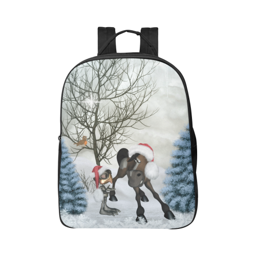 Christmas cute bird and horse Popular Fabric Backpack (Model 1683)