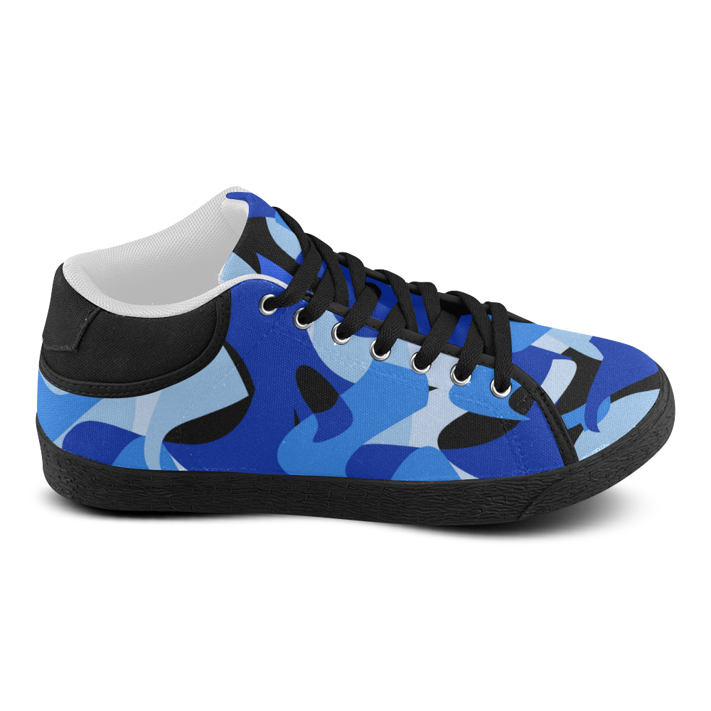Camouflage Abstract Blue and Black Women's Chukka Canvas Shoes (Model 003)