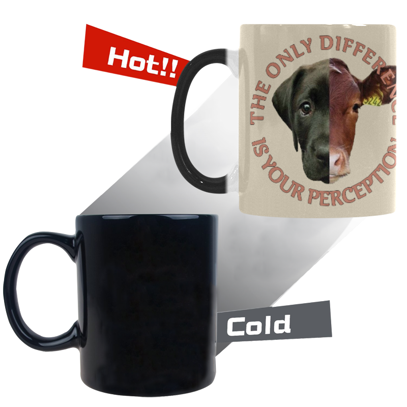 Vegan Cow and Dog Design with Slogan Custom Morphing Mug