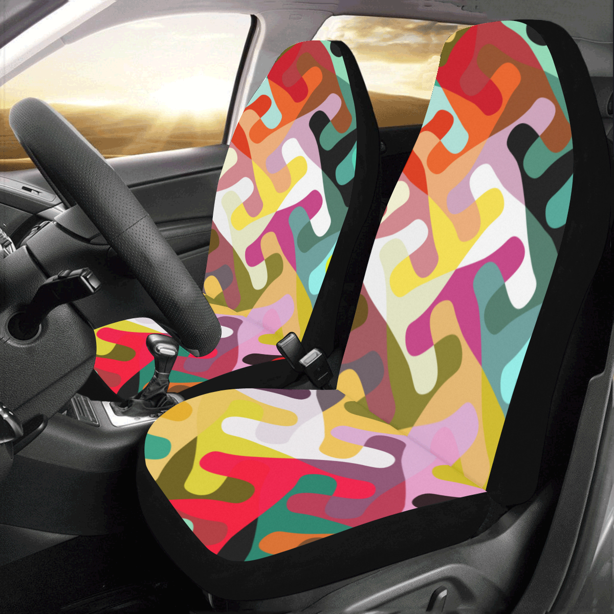 Colorful shapes Car Seat Covers (Set of 2)