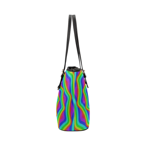 Spiral rainbow Leather Tote Bag/Large (Model 1651)