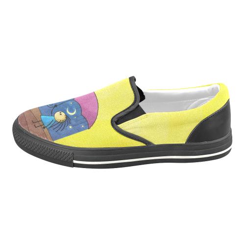 We Only Come Out at Night Women's Unusual Slip-on Canvas Shoes (Model 019)
