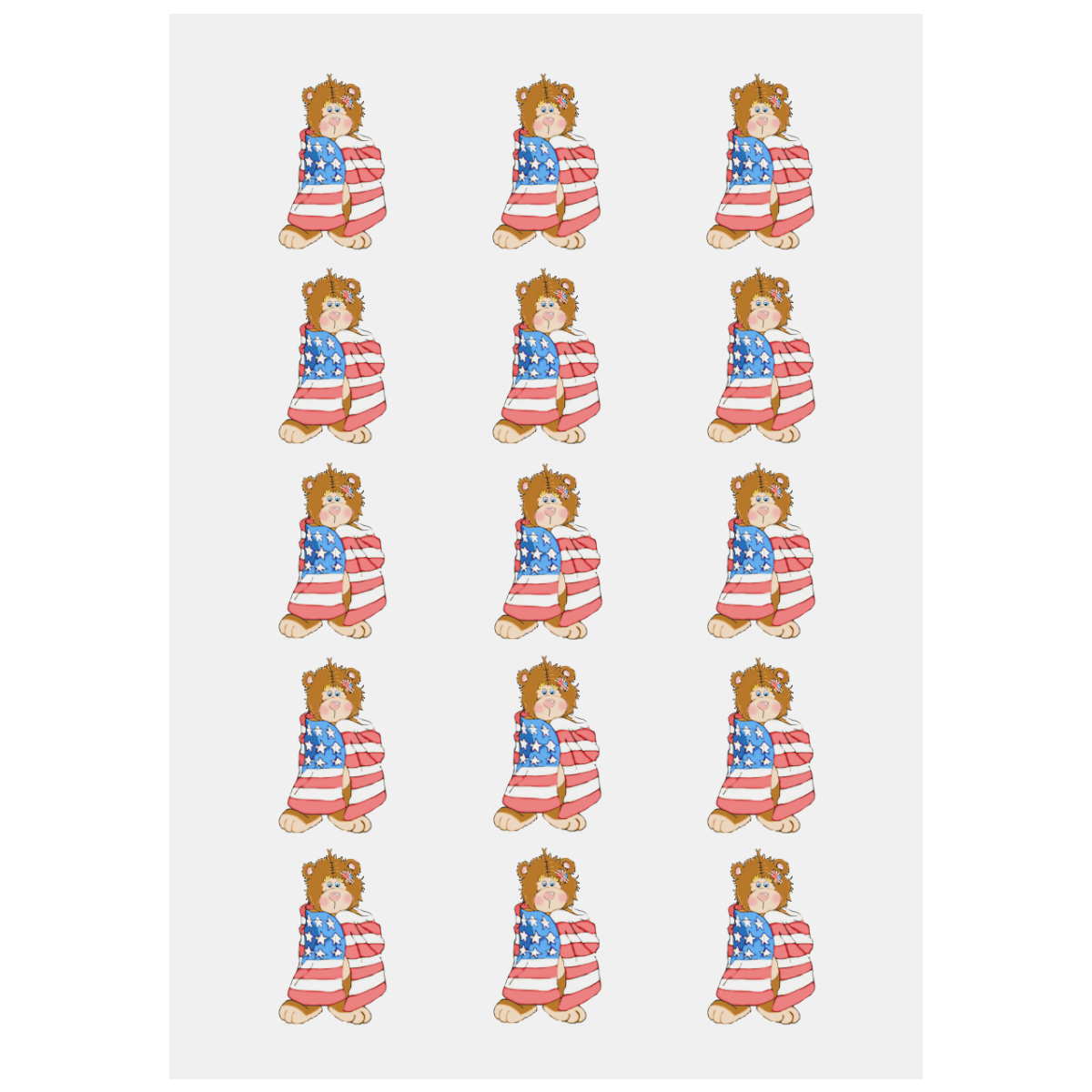 Patriotic Flag Bear Personalized Temporary Tattoo (15 Pieces)