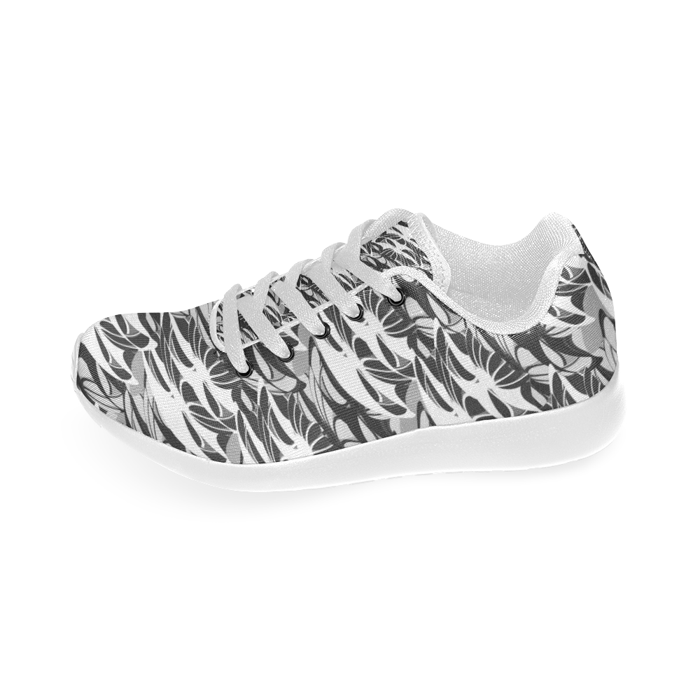 Alien Troops - Black & White (White Laces) Kid's Running Shoes (Model 020)