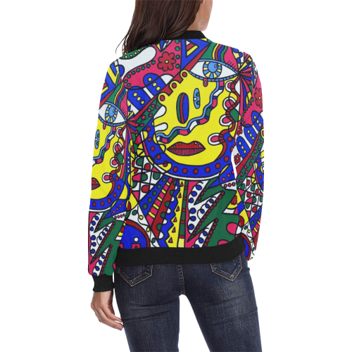 Whimsical All Over Print Bomber Jacket for Women (Model H36)